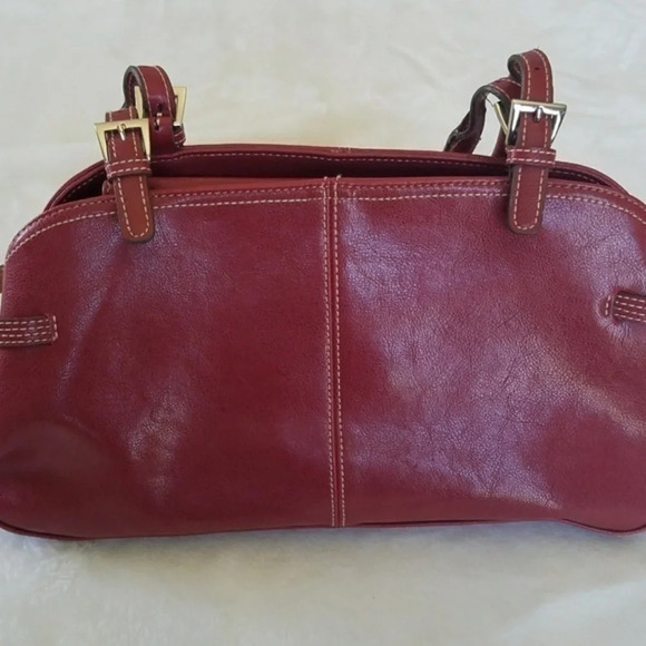 Mondani Burgundy Vegan Leather Satchel Top Handle Bag - Picture 3 of 8